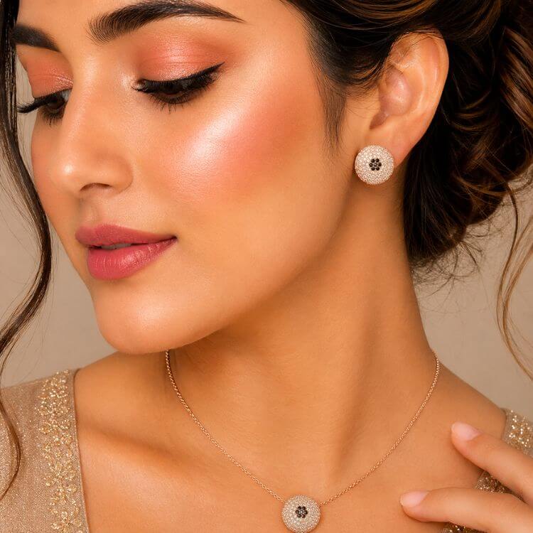 Rose Gold Crystal Bloom Jewelry Set